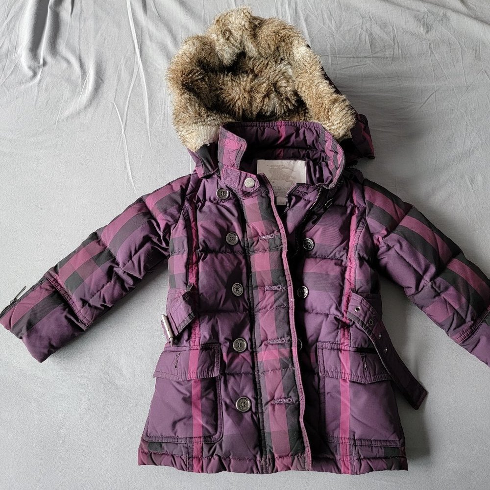 Burberry Children Goose Down / Feather Coat with Detachable Hood - Size 4Y